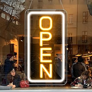 inShareplus 16"x 9" Super Bright Open Sign, Adjustable Brightness Neon Open Signs for Business Window, Powered by USB with ON/OFF, LED Open Sign for Coffee Shops, Stores, Restaurant Bar Hotel