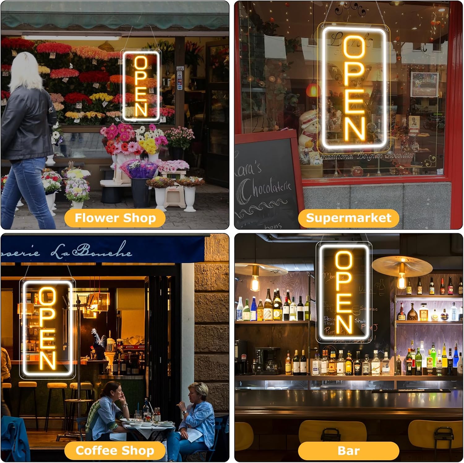 inShareplus 16"x 9" Super Bright Open Sign, Adjustable Brightness Neon Open Signs for Business Window, Powered by USB with ON/OFF, LED Open Sign for Coffee Shops, Stores, Restaurant Bar Hotel-1