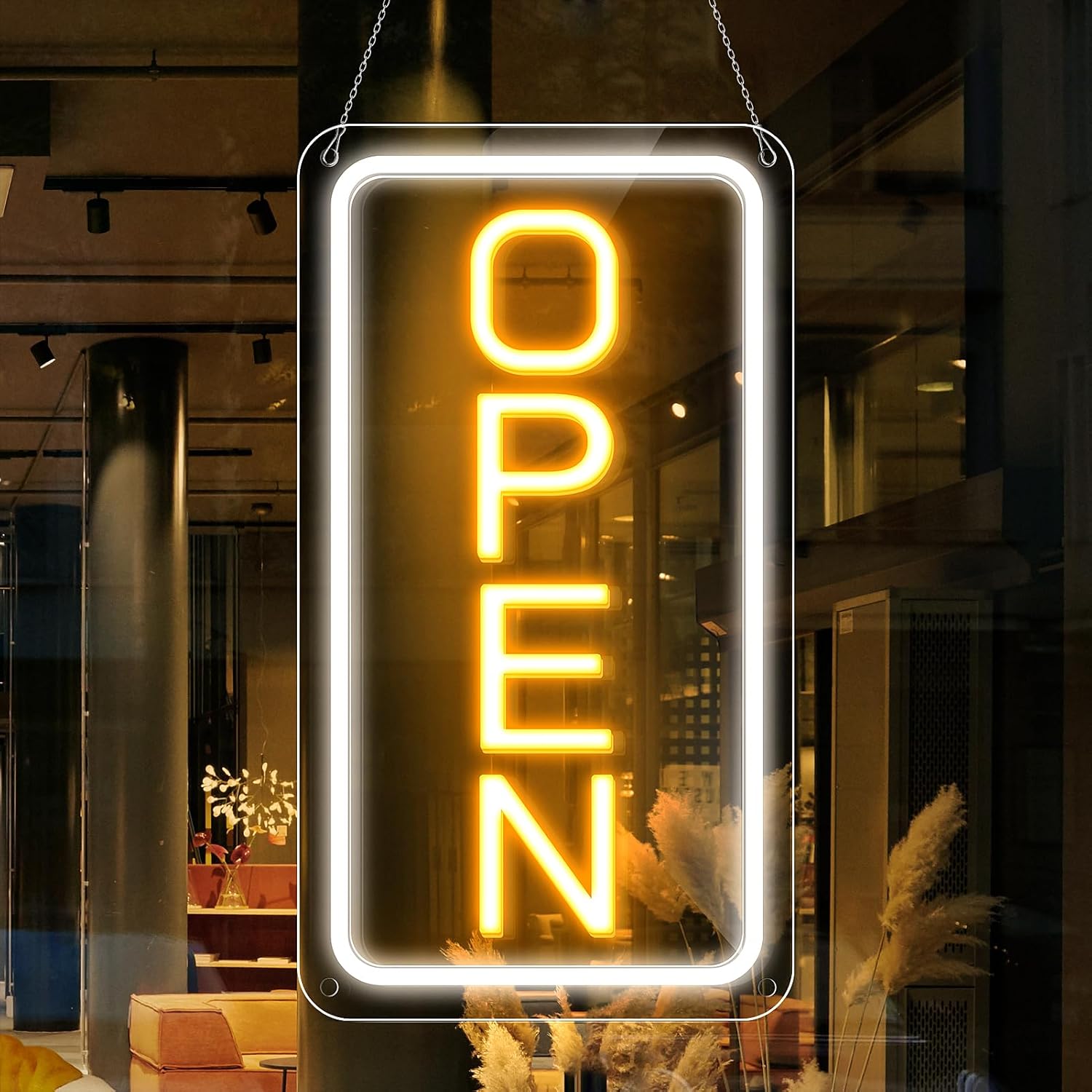 inShareplus 16"x 9" Super Bright Open Sign, Adjustable Brightness Neon Open Signs for Business Window, Powered by USB with ON/OFF, LED Open Sign for Coffee Shops, Stores, Restaurant Bar Hotel-7