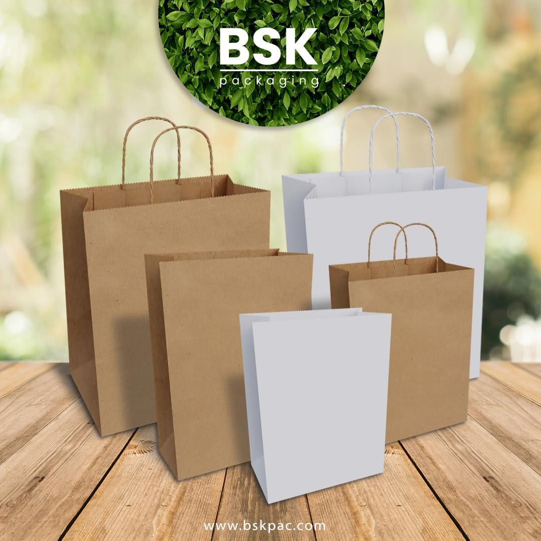 TEEK EJ22 FSC Certified 10 X 4.75 X 12.75 Inches 250 PCS Debbie Brown Paper Bags with Handles - Brown Gift Bags, Kraft Paper Bag with Twisted Handles, Shopping Bags for Small Business, Retail Stores-7