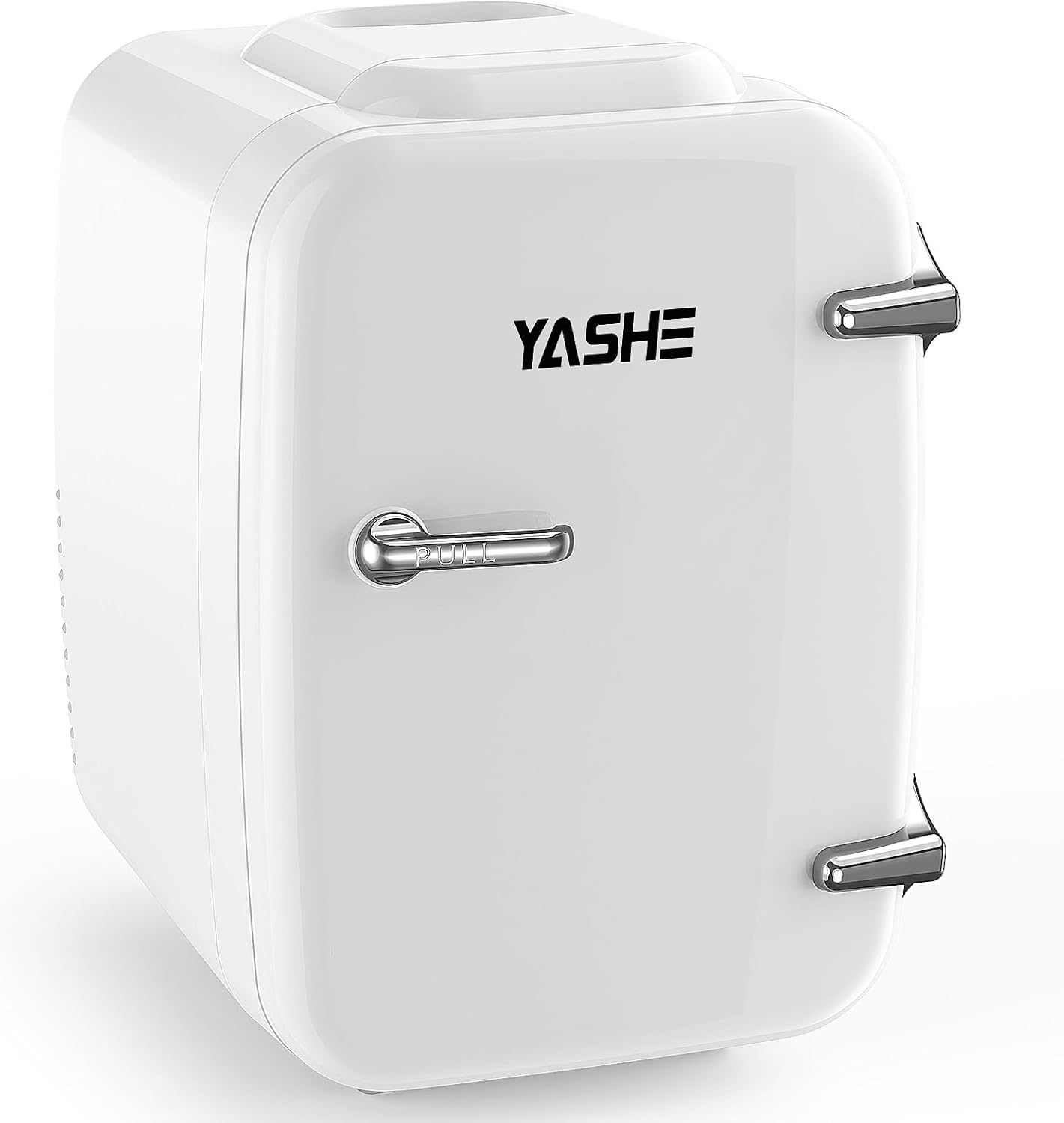 YASHE Mini Fridge, 4 Liter/6 Cans Small Refrigerator for Skincare, 110V AC/ 12V DC Thermoelectric Cooler and Warmer for Drink Office Dorm Bedroom Car, White-7