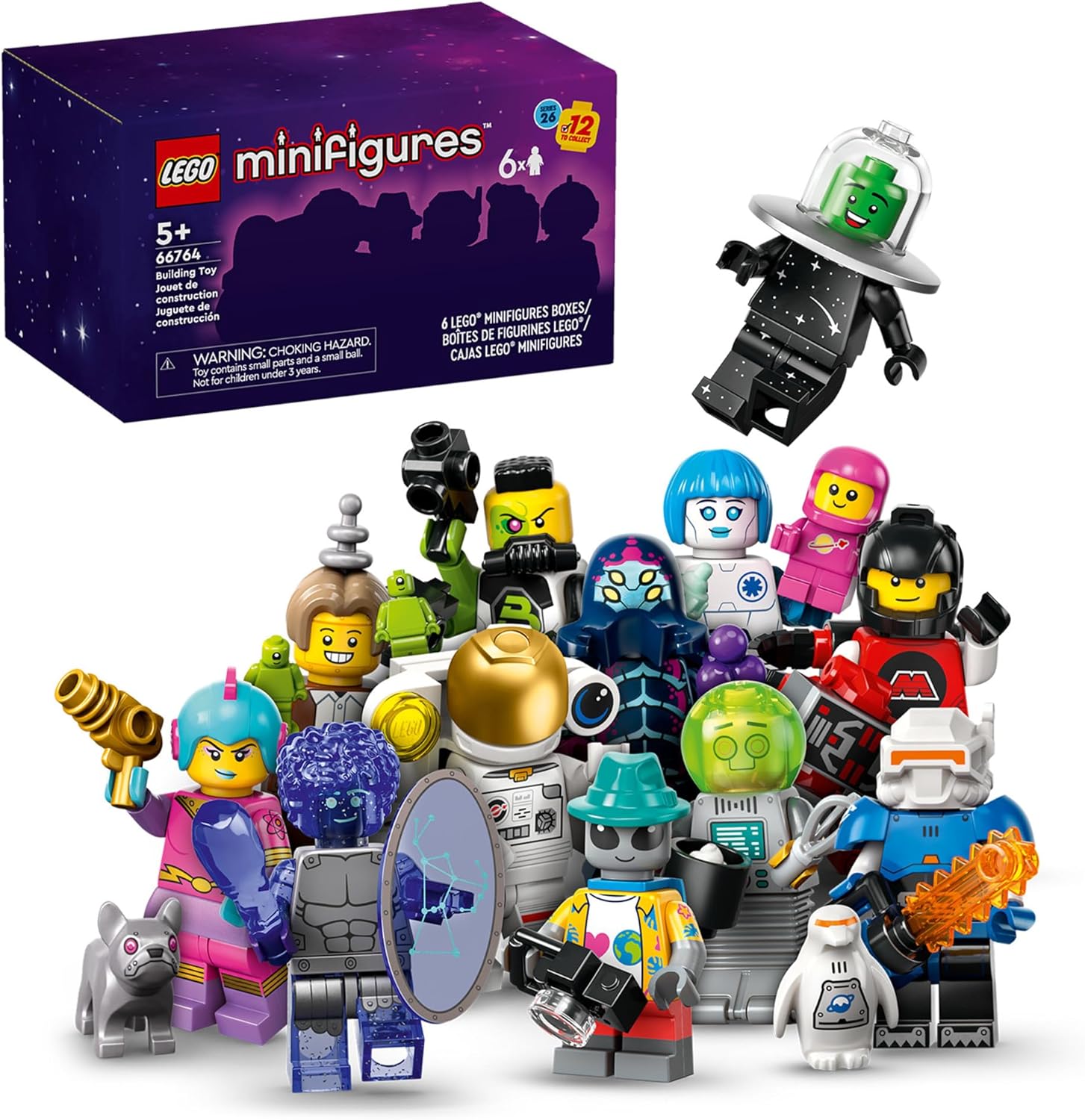 LEGO Minifigures Series 26 Space 6 Pack, Multi Pack of Collectible Minifigures for Kids, Sci-Fi Toy Building Set for Independent Play, Gift Idea for Boys and Girls Aged 5 Years Old and Up, 66764-0