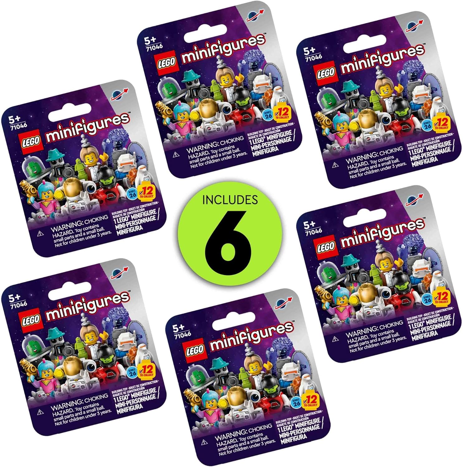 LEGO Minifigures Series 26 Space 6 Pack, Multi Pack of Collectible Minifigures for Kids, Sci-Fi Toy Building Set for Independent Play, Gift Idea for Boys and Girls Aged 5 Years Old and Up, 66764-1