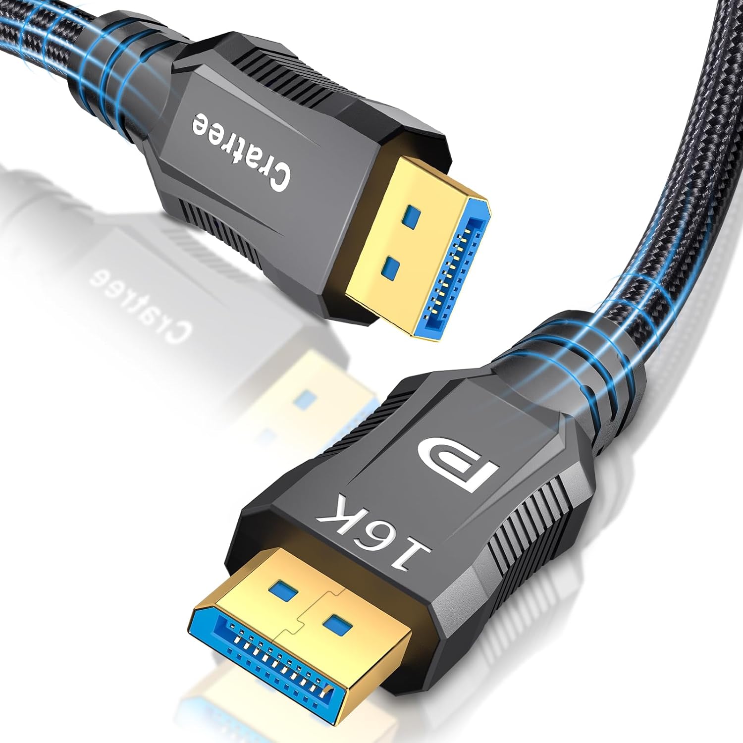 16K DisplayPort 2.1 Cable 6.6 FT -VESA Certified DP to DP Braided Cord-Support 80Gbps,16K 60Hz,8K 120Hz,4K 240Hz /165Hz /144Hz - Compatible for FreeSync/G-Sync/Gaming Monitor/PC-0