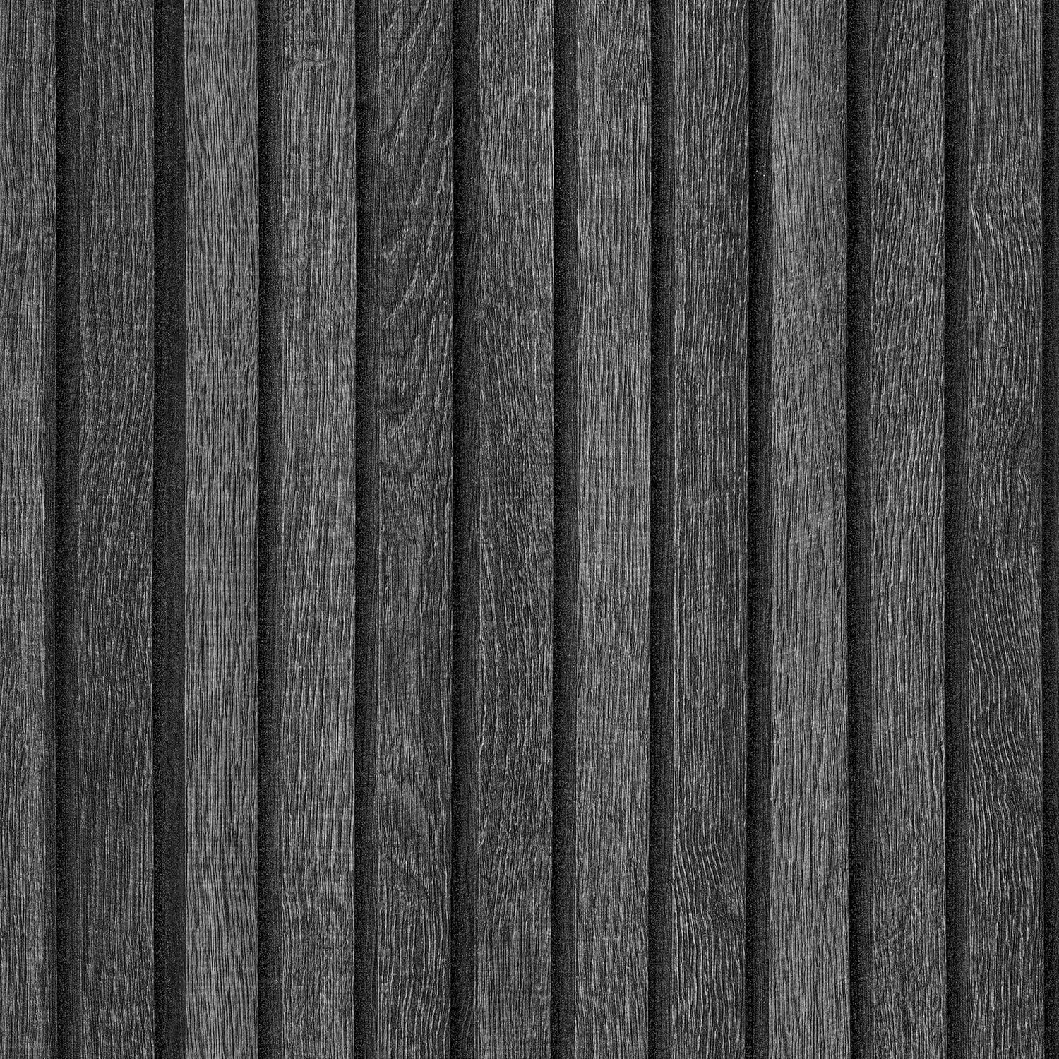 VEELIKE 15.7''x354'' Modern Charcoal Black Wood Slat Wallpaper Peel and Stick Dark Wooden Slat Wall Panel Contact Paper for Walls Adhesive Removable Wood Wallpaper for Bedroom Living Room Farmhouse-0