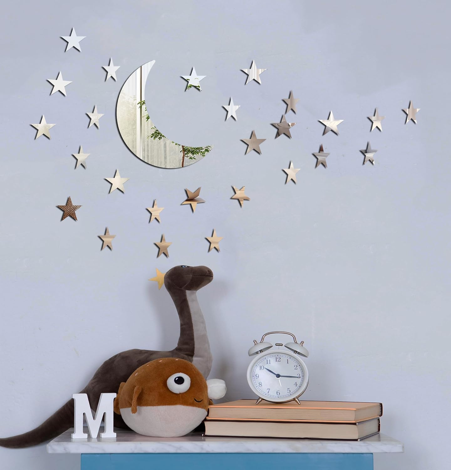 Stars Moon Acrylic Mirror Wall Stickers 3 Sizes Stars Stickers with Adhesive Art Decal 3D Wall Decorations for Baby Kids Bedroom Home DIY Decor-1