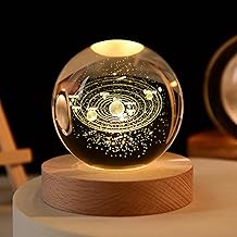 3D Solar System Crystal Ball, 2.4inch Decorative Quartz Glass Ball, Universe Laser Engraved Model Astronomy Sphere, Paperweight Crystal Display Sculpture Home Decor Crafts for Kids Friends