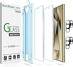 amFilm Auto-Alignment OneTouch for Samsung Galaxy S24 Ultra 6.8'' Screen Protector + Camera Lens Protector, Tempered Glass, 30 seconds Installation, Bubble Free, Case Friendly, Anti-Scratch [2+2 Pack]