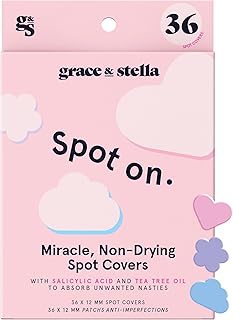 grace & stella Pimple Patches For Face (Multishape, 36 Count) - Hydrocolloid Acne Patches for Face - Dermatologist Tested, Vegan, Cruelty-Free Zit Patches for Face, Blemish Patches, Pimple Stickers