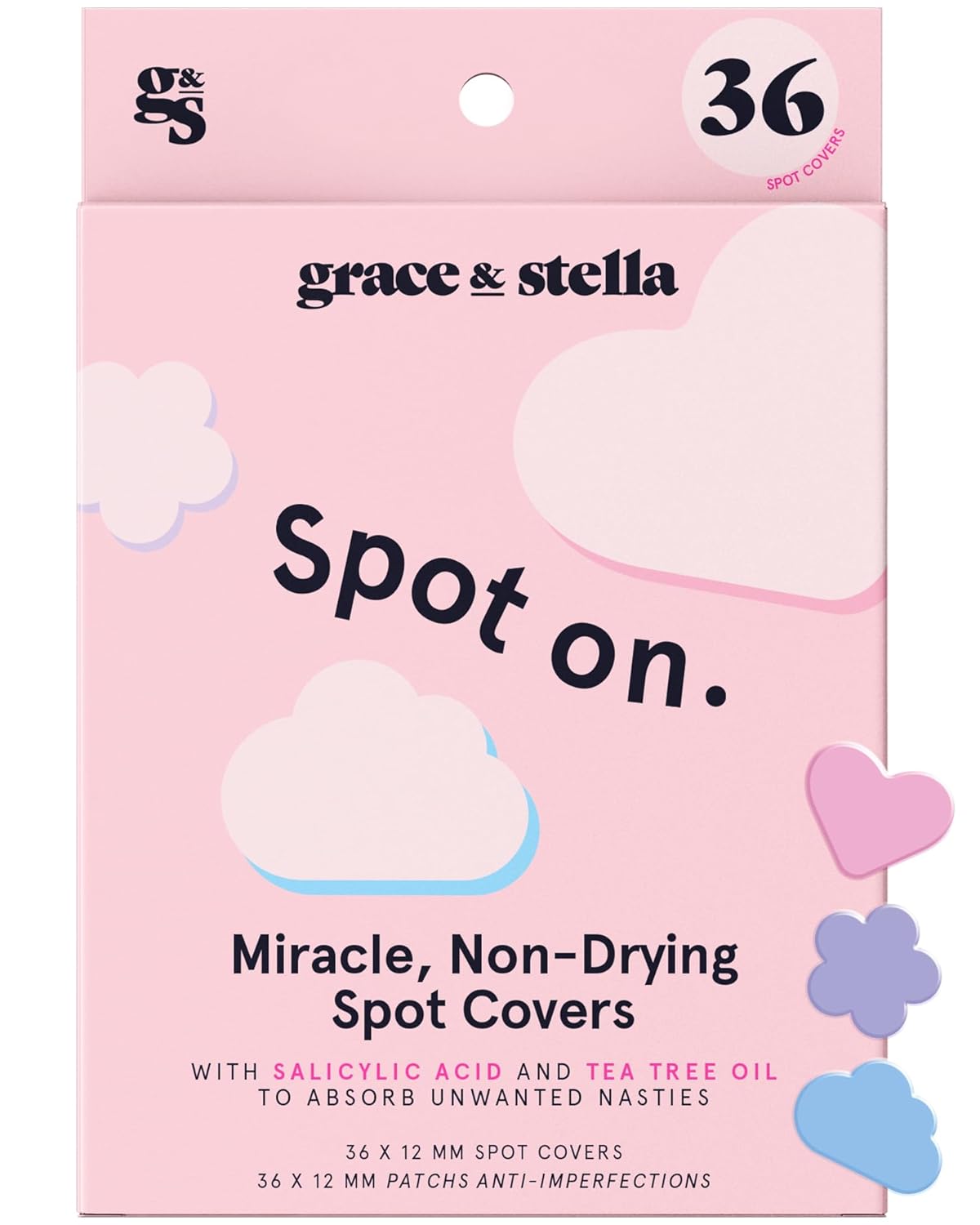 grace & stella Pimple Patches For Face (Multishape, 36 Count) - Hydrocolloid Acne Patches for Face - Dermatologist Tested, Vegan, Cruelty-Free Zit Patches for Face, Blemish Patches, Pimple Stickers-0