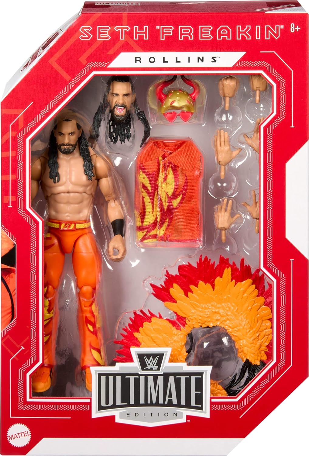 Mattel WWE Ultimate Edition Fan Takeover Action Figure, Seth Rollins Collectible Set with Interchangeable Accessories Like Extra Heads & Swappable Hands-1