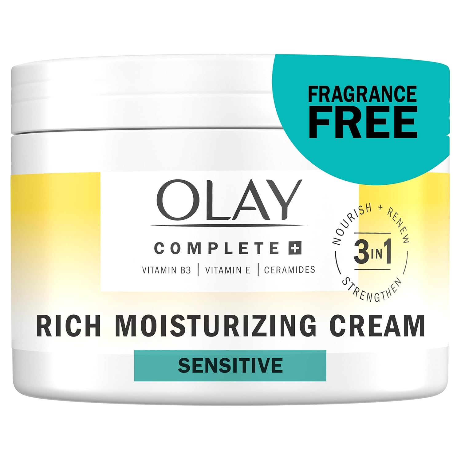 Olay Complete+ Rich Moisturizing Cream Fragrance-Free, 8.5 OZ, 3-in-1 Hydrating Face Cream for Dry Skin with Vitamin B3, Vitamin E, and Ceramides-0