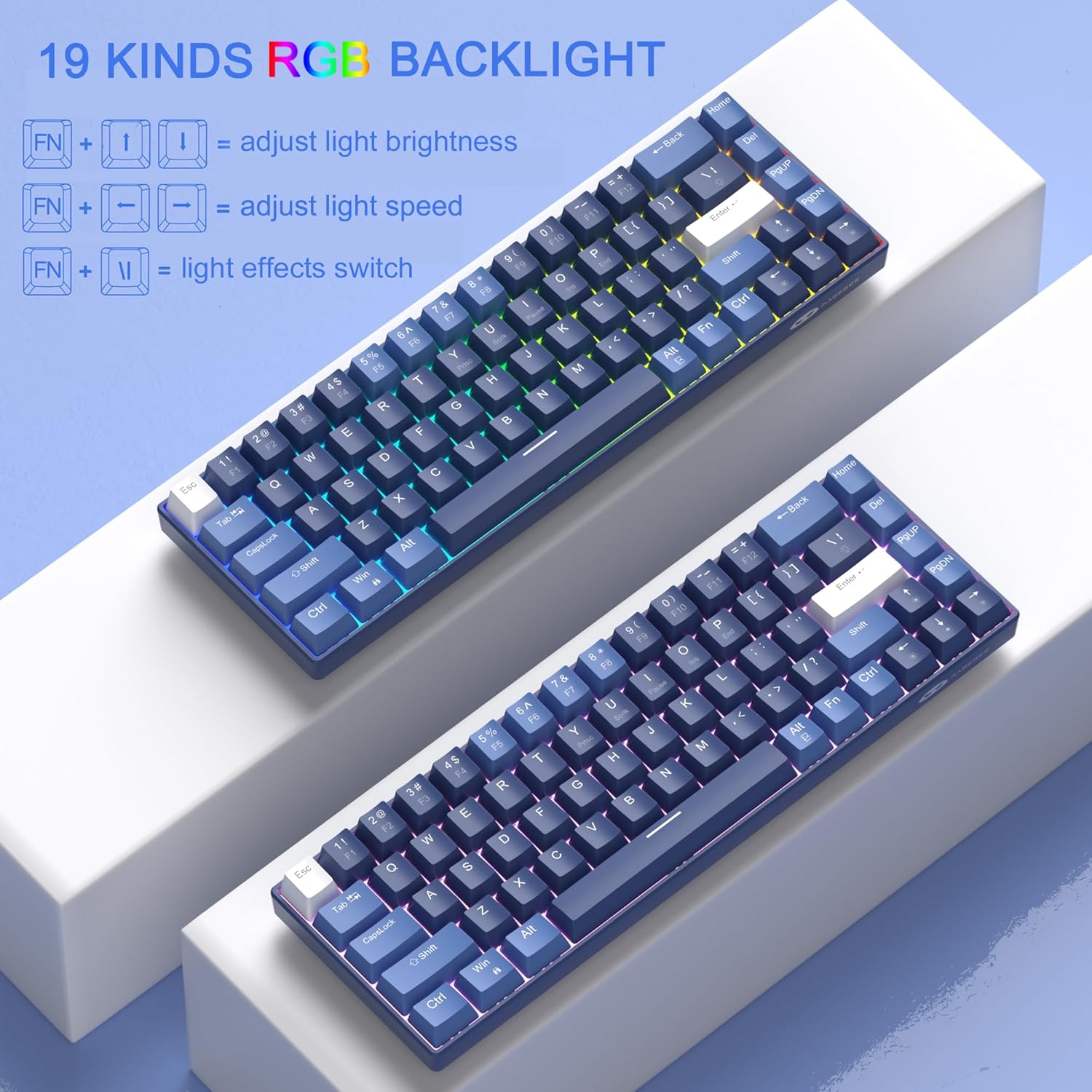 MageGee Portable 60% Mechanical Gaming Keyboard, Hot Swappable Blue Whale Switch, RGB Backlit Compact 68 Keys Mini Wired Office Keyboard for Windows Laptop PC, with Silencing Cotton, Dark Blue-3