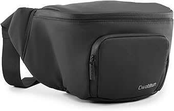 Waterproof Camera Waist Bag - Cwatcun Compact Camera Case, Lightweight Portable Fanny Pack, Daily Carry Storage Case Crossbody Bag for Canon, Nikon, Sony, Fuji DSLR/SLR/Mirrorless Camera, Lens, Black