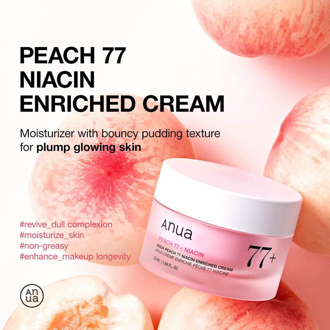 Anua Peach Niacinamide Cream, Face Moisturizer for Dry Skin with Vitamin B12, Collagen, Ceramide, Panthenol, Korean Skin Care for Glass Skin (50ml, 1.69 fl.oz.)-2