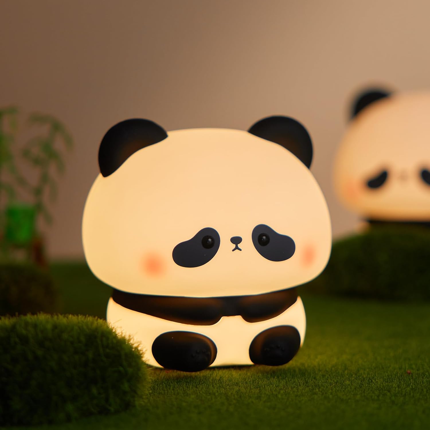 Cute Panda Night Light, LED Squishy Novelty Animal Night Lamp, Food Grade Silicone 3 Level Dimmable Breastfeeding Nursery Nightlight for Room Decor, Cute Gifts Stuff for Boys Girls Baby Children-0