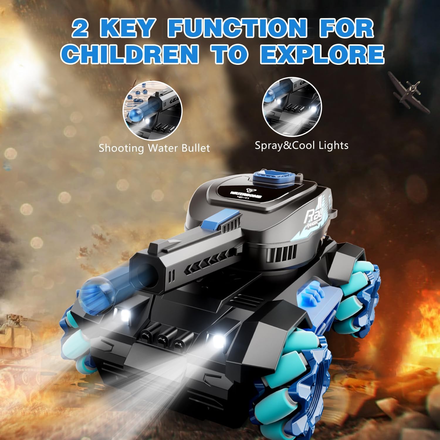 4DRC Y1 RC Crawler Scale Water Bullet Shooting,Drift Gesture RC Car,4WD Battle Stunt Car,All Terrain Truck with 360°Rotating, Lights Music for Birthday Gifts Kids Age 7 8 9 10 11 yr-1