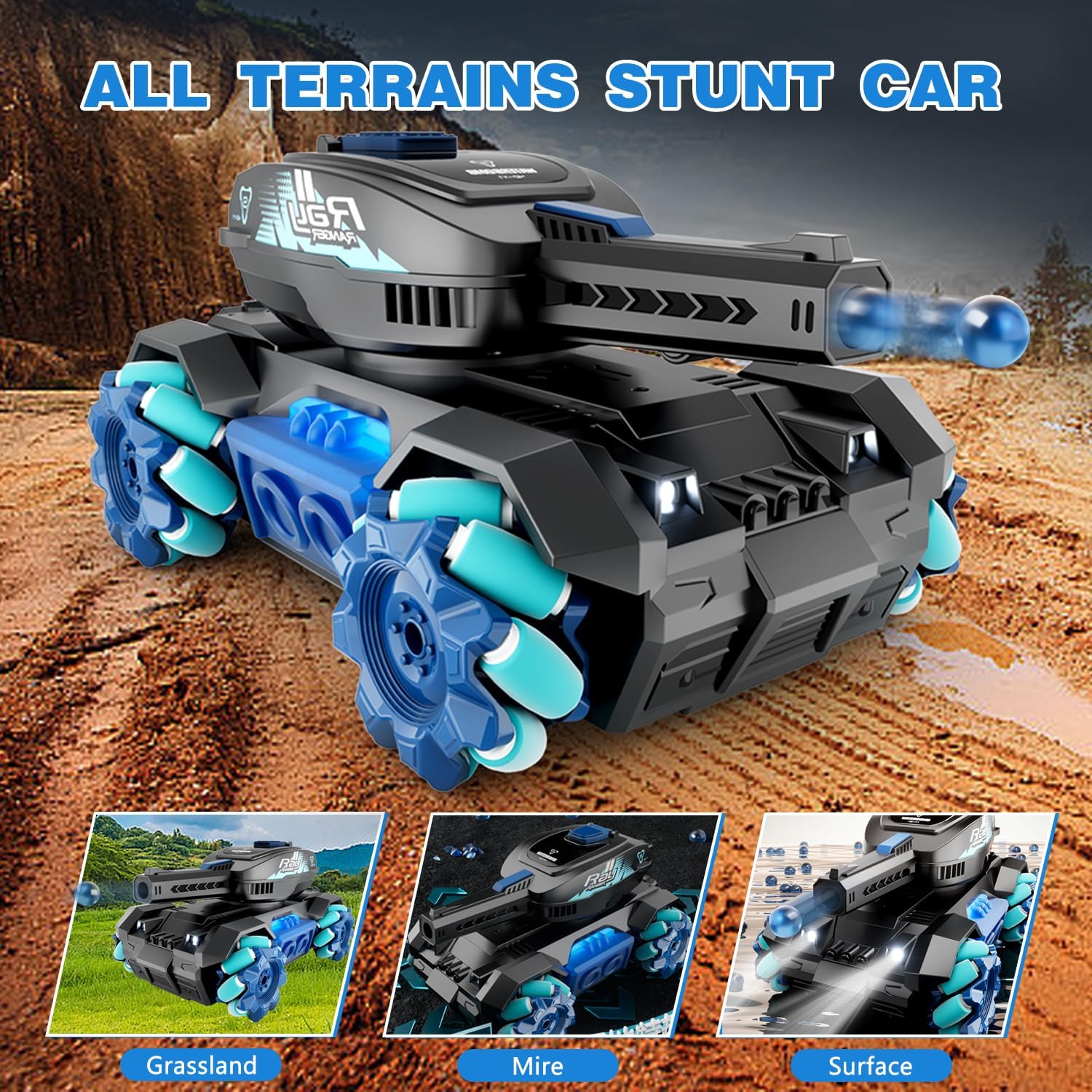 4DRC Y1 RC Crawler Scale Water Bullet Shooting,Drift Gesture RC Car,4WD Battle Stunt Car,All Terrain Truck with 360°Rotating, Lights Music for Birthday Gifts Kids Age 7 8 9 10 11 yr-2