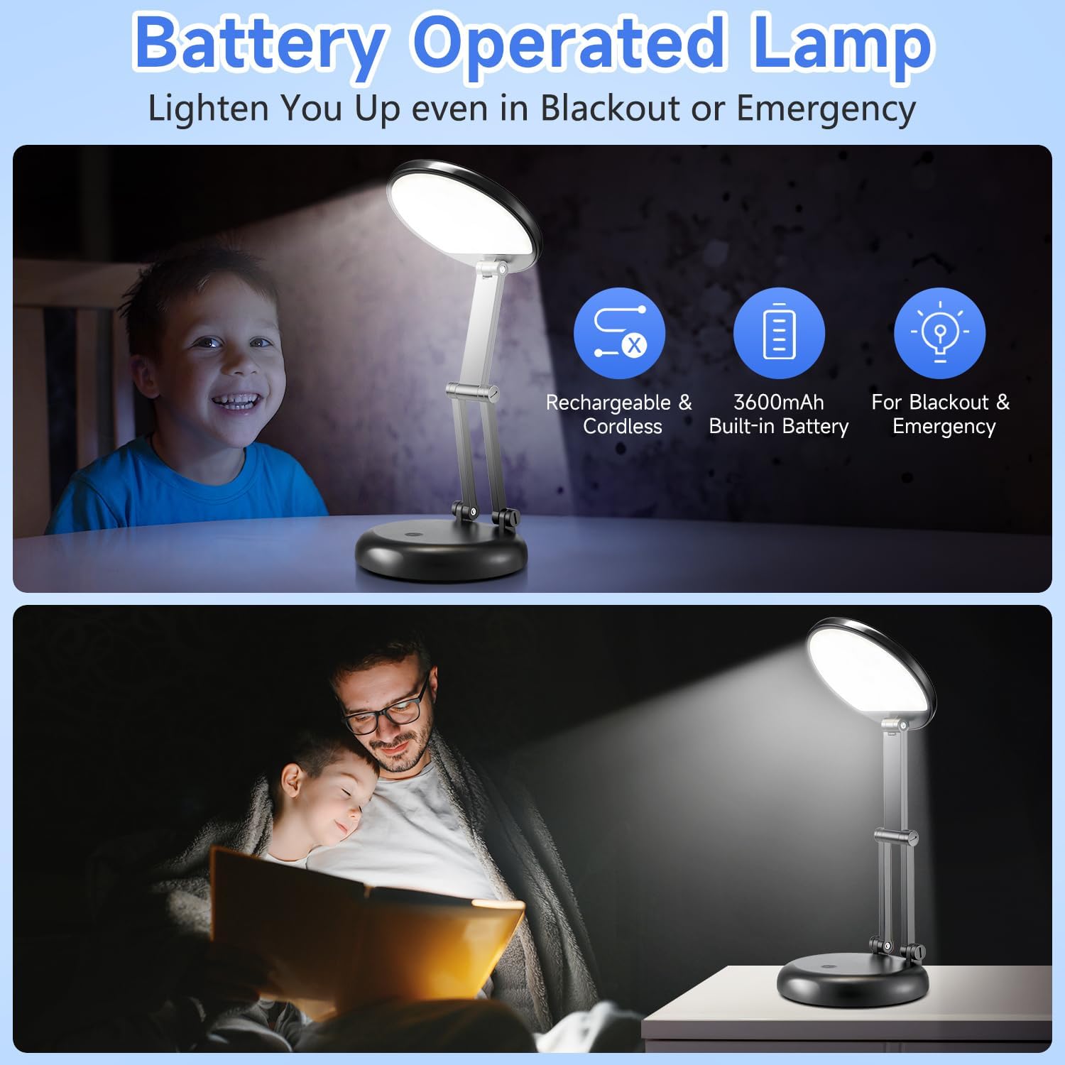 Battery Operated Lamp,3600mAh Battery Powered Lamp,10 Brightness Rechargeable Lamp Battery Lamp,Cordless Lamp Rechargeable Table Lamp,Portable LED Desk Light LED Table Lamp,Desk Lights for Home Office-4