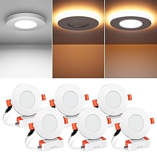 inShareplus 2.5 Inch 6 Pack LED recessed Lighting dimmable with Night Light Mode, Selectable CCT 6500K, 3W Recessed Ceiling Light with LED Driver, Can Lights for Ceiling