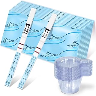 Easy@Home Ovulation Test Strips: 50 Ovulation Predictor kit with 50 Urine Cups | Accurate Fertility Tests for Women with Premom Tracker APP I 50 LH + 50 Urine Cups