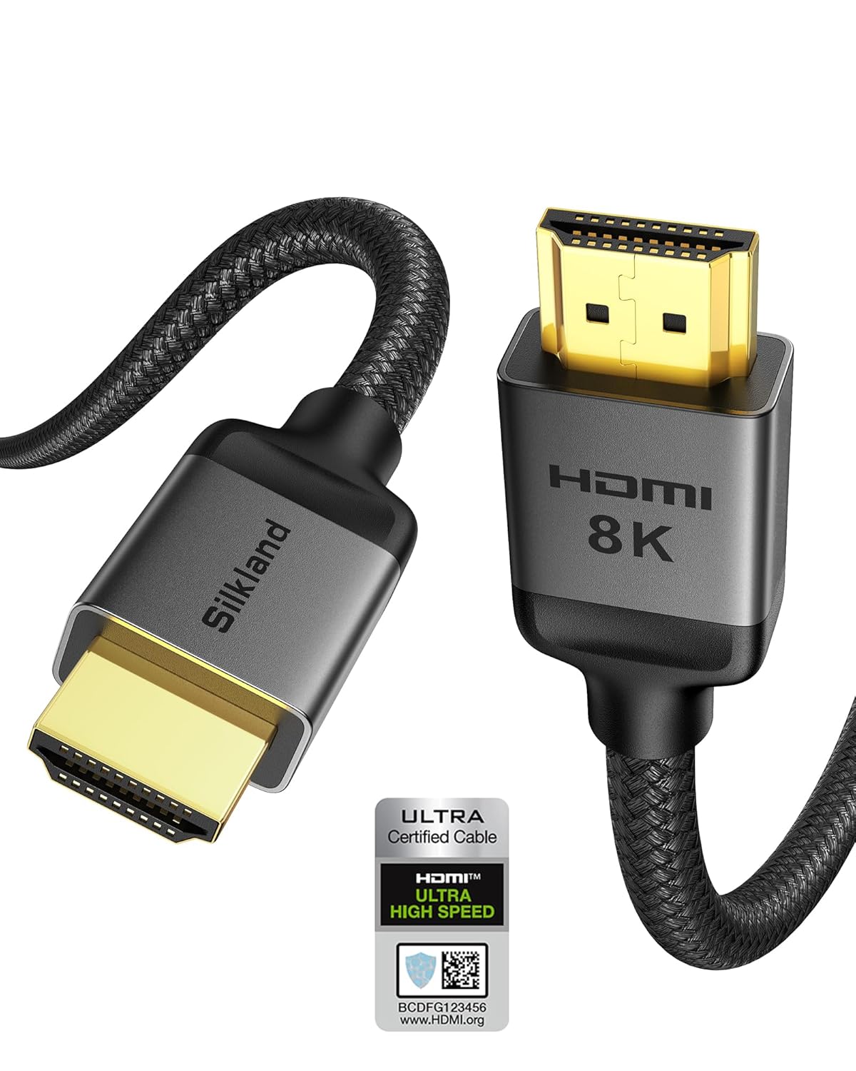 Silkland 10K 8K HDMI 2.1 Cable Certified, [4K@120Hz 144Hz, 8K@60Hz, 2K@240Hz] Ultra High Speed HDMI® Cable 48Gbps (Upgrade Braided),HDR, eARC, HDCP 2.3, Compatible for Xbox/PS5/PS4/Roku TV-6.6ft-0