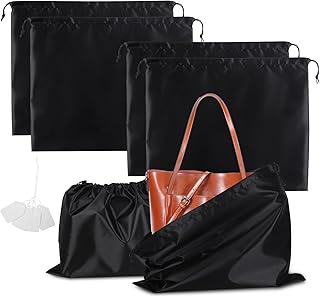 COIDEA 4 Pack Dust Bags for Handbags, Dust Cover Bag for Handbags Purses Cloth Shoes, Silk Large & Middle Daily Travel Storage Pouch Dustproof Drawstring Bag (Black, 2 PCS, 24 x 20, 2 PCS, 19.5 x 16)