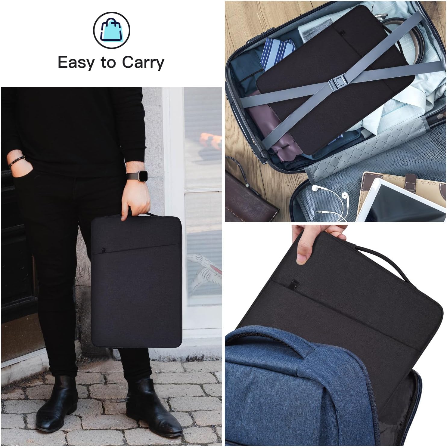 15.6-16.1 Inch Portable Monitor Sleeve Case for ARZOPA CAPERAVE KYY MNN VILVA InnoView ZSCMALLS QQH FANGOR HONGO CNBANAN ViewSonic, ASUS ZenScreen ACER Laptop External Display Travel Carrying Bag-5