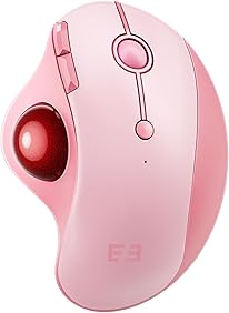 Wireless Trackball Mouse, Bluetooth Ergonomic Mouse - Rollerball Mouse Rechargeable Multi Devices USB/Bluetooth Connection Thumb Control Mouse Compatible for Mac/Android/Windows Computers, Pink