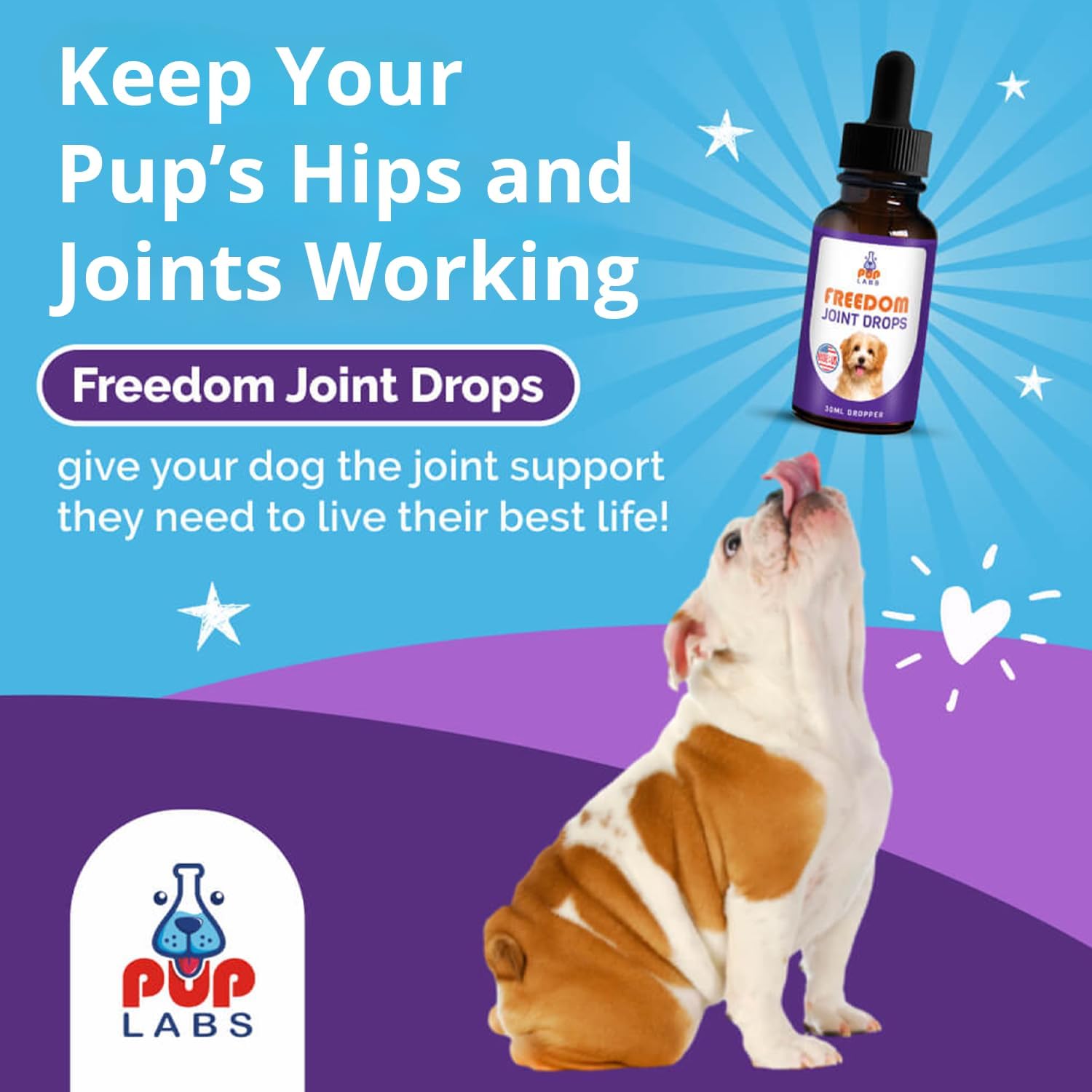 Freedom Joint Drops - Dog Joint Support Supplement with Human-Grade Ingredients - No Fillers, Preservatives, Additives, or Artificial Ingredients, 30 ml Dropper-0