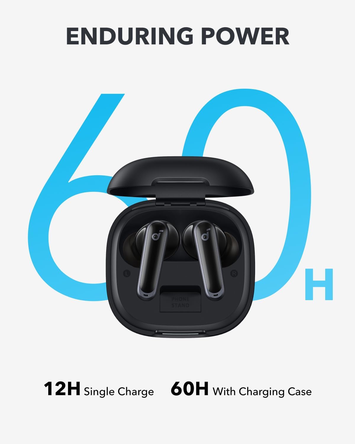 Soundcore P40i by Anker, Noise Cancelling Wireless Earbuds, Adaptive Noise Cancelling to Environments, Heavy Bass, 60H Playtime, 2-in-1 Case and Phone Stand, IPX5, Wireless Charging, Bluetooth 5.3-3