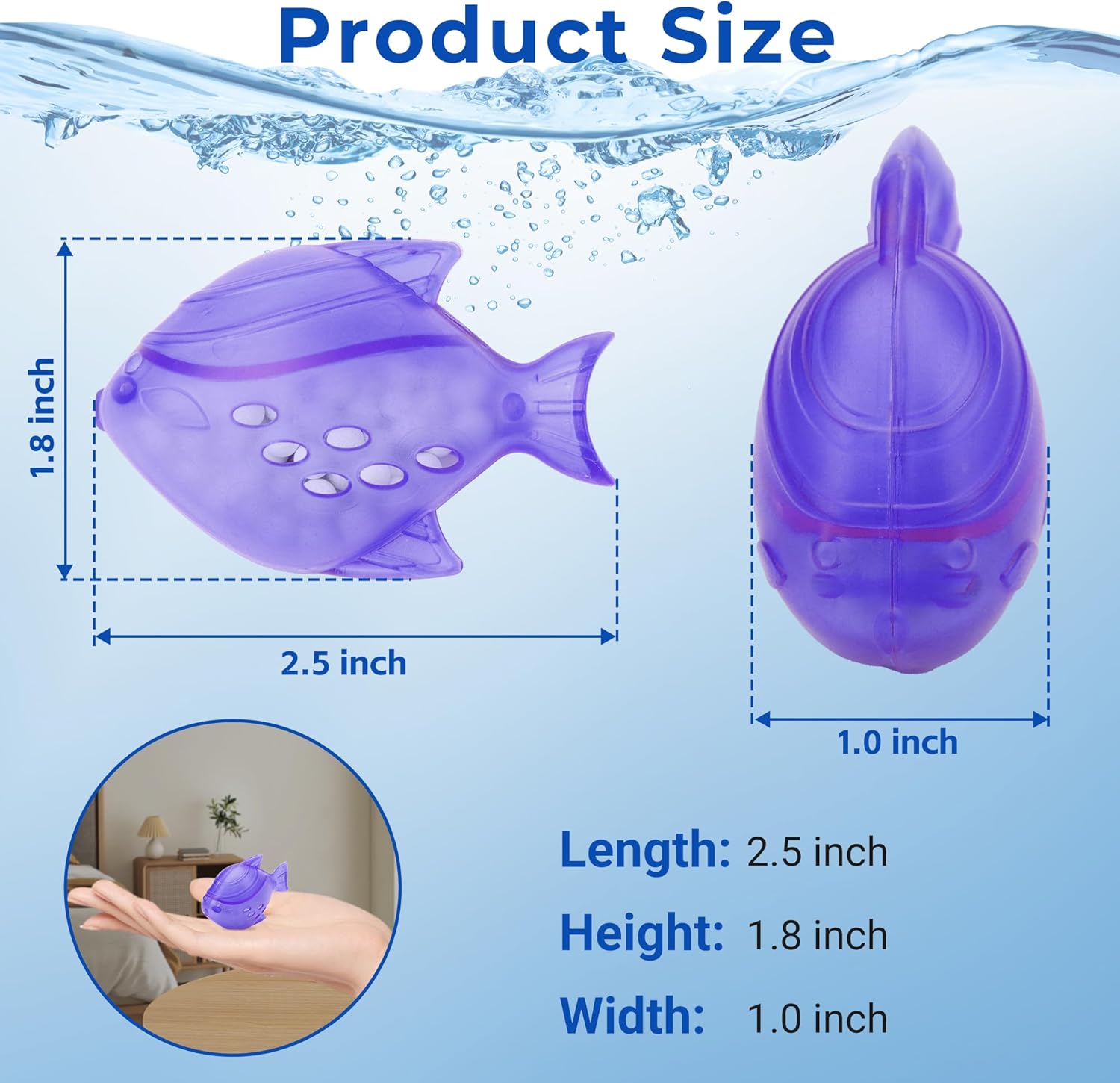 Funmit 6 Pack Universal Humidifier Cleaner Fish Compatible with Almost All Humidifiers and Fish Tanks, Purifies Water, Prevents Hard Water Build-Up, Reduces Scale, Purple-2