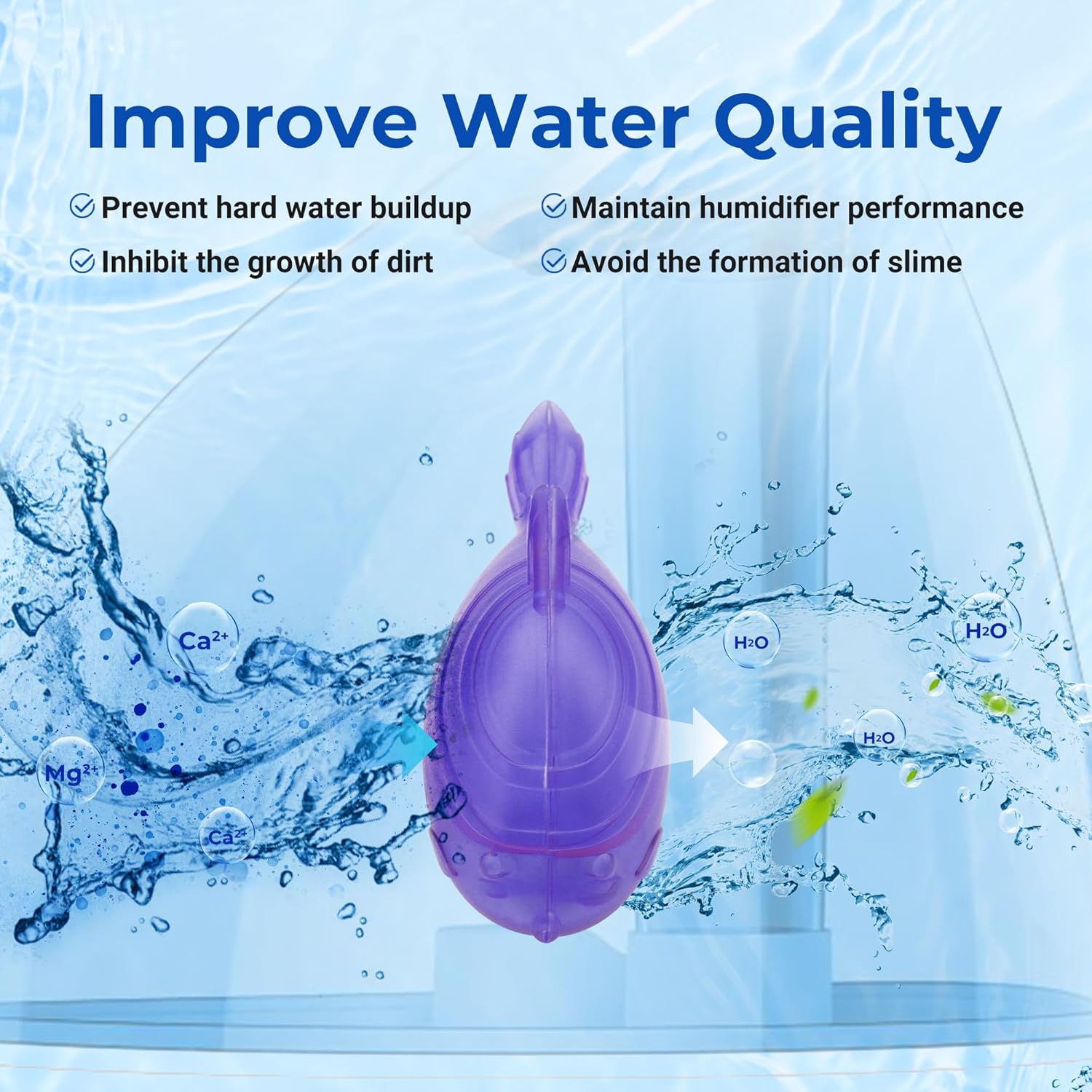 Funmit 6 Pack Universal Humidifier Cleaner Fish Compatible with Almost All Humidifiers and Fish Tanks, Purifies Water, Prevents Hard Water Build-Up, Reduces Scale, Purple-4