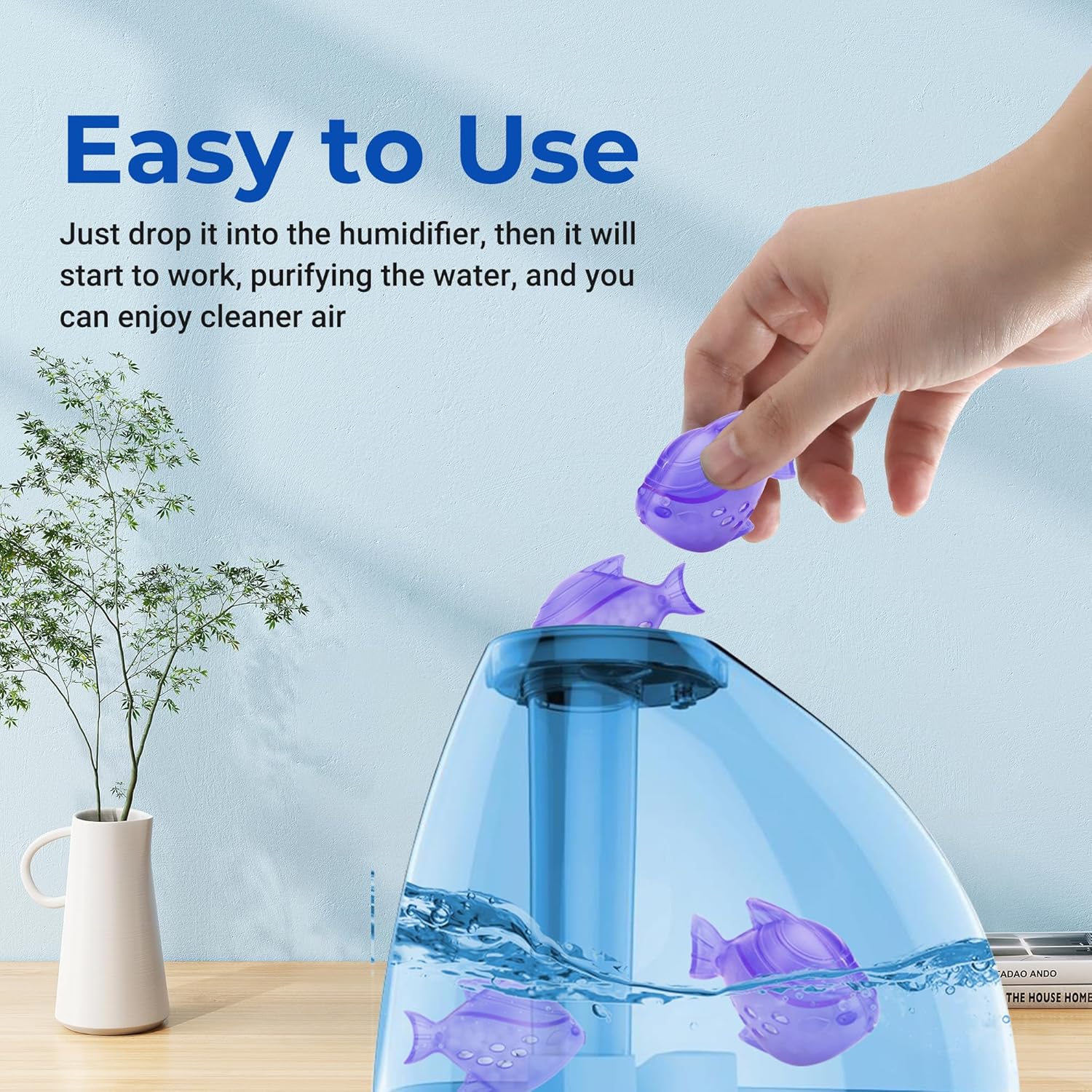 Funmit 6 Pack Universal Humidifier Cleaner Fish Compatible with Almost All Humidifiers and Fish Tanks, Purifies Water, Prevents Hard Water Build-Up, Reduces Scale, Purple-8