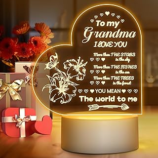 Winzwon Grandma Gifts Christmas Stocking Stuffers Birthday Gifts for Nana from Grandkid Grandchildren Personalised Presents for Grandmather Granny Arcylic Night Light Room Decartion Mothers Day Gifts