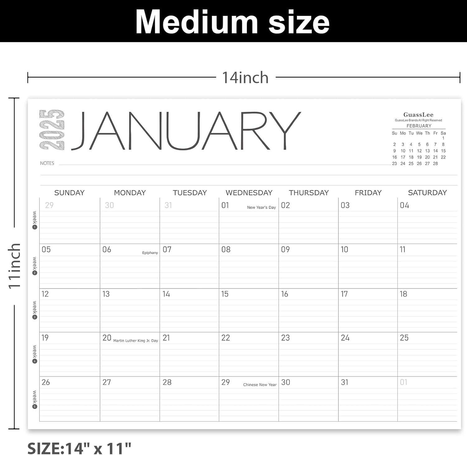 GuassLee Desk Calendar 2025, 2025 Monthly School Year Calendar from Jan. 2025 to Dec. 2025, 14" X 11" Desk Planner, Table Desk Top Calendar with Thick Paper for Office Home Planning & Organizing-1