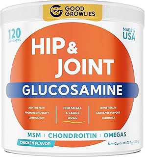 Mobility Glucosamine Treats for Dogs - Advanced Hip & Joint Supplement w/Omega-3, Chondroitin, MSM - Made in USA - Joint Pain Relief - Hip & Joint Care - 120ct