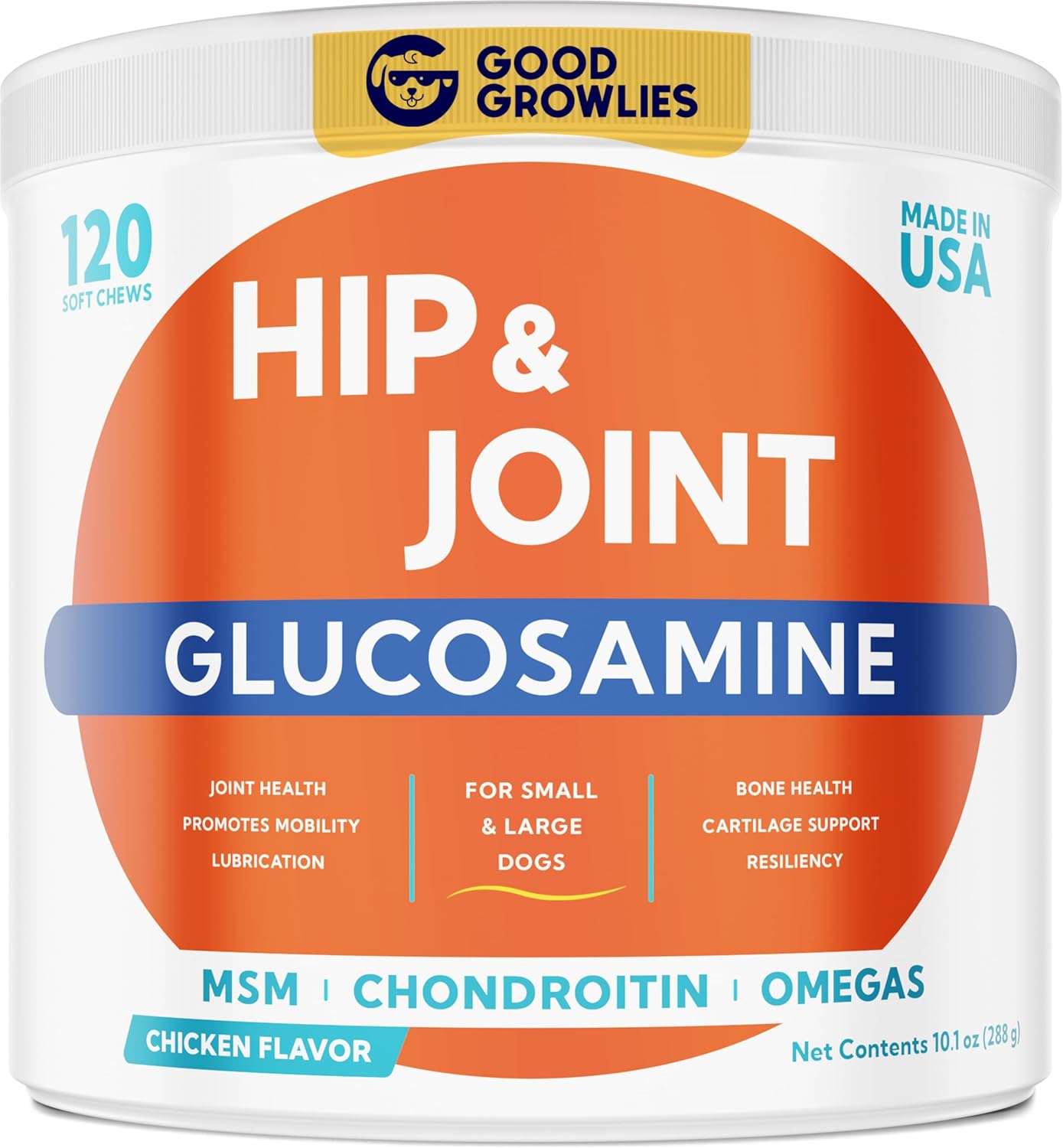 Mobility Glucosamine Treats for Dogs - Advanced Hip & Joint Supplement w/Omega-3, Chondroitin, MSM - Made in USA - Joint Pain Relief - Hip & Joint Care - 120ct-0