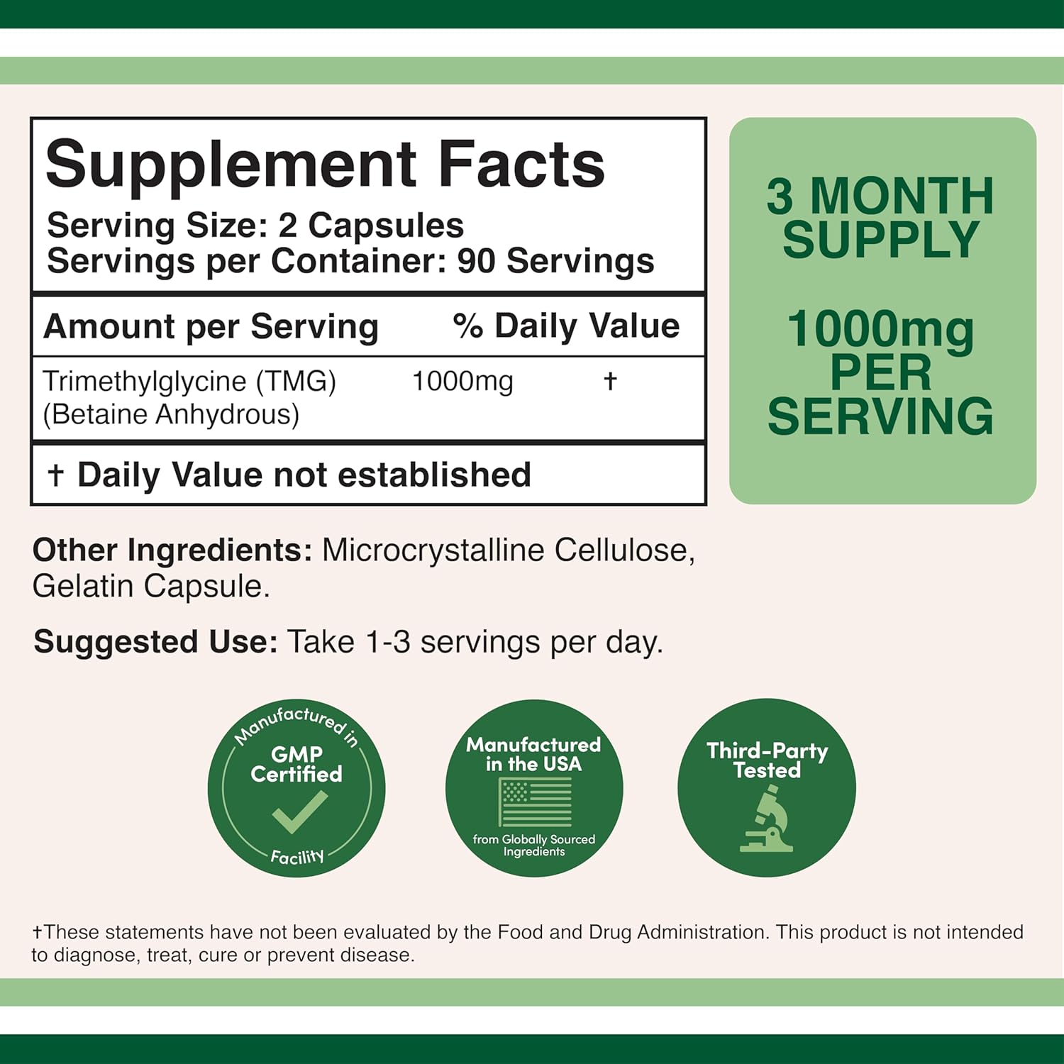 Double Wood Supplements TMG Trimethylglycine Supplement 1,000mg Per Serving, 180 Capsules (TMG Supplements for Homocysteine Control) Genuine TMG with Fishy Smell, Gluten Free, Non-GMO-1