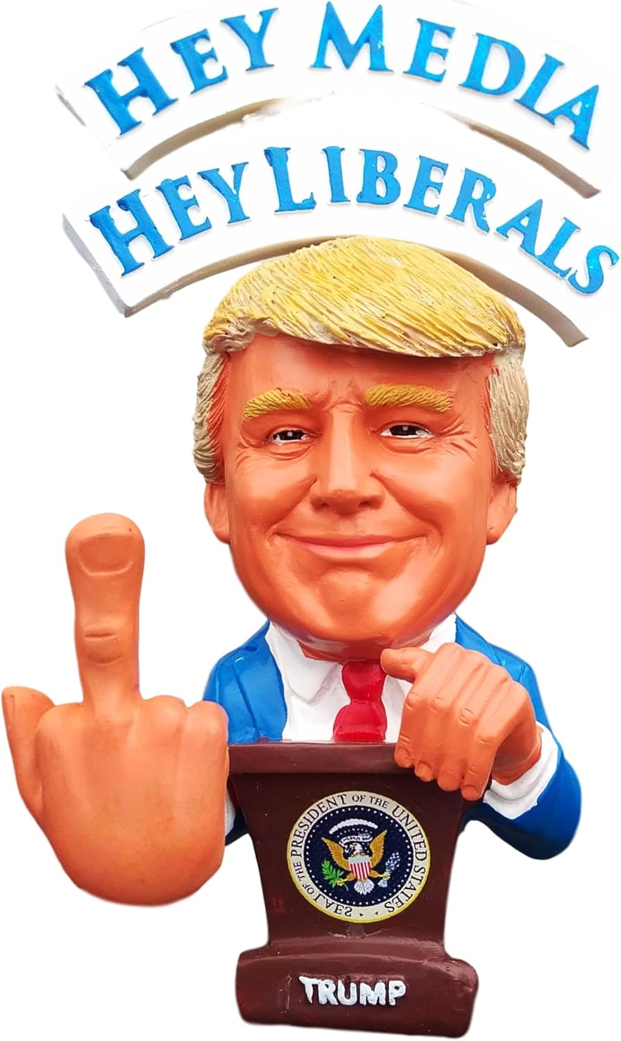 Donald Trump Doll - This Bobblehead Trump Has A Bobbling Middle Finger Instead of Head | Hey Liberals Hey Media Sleepy Joe | Trump 2024 Election #MAGA-0