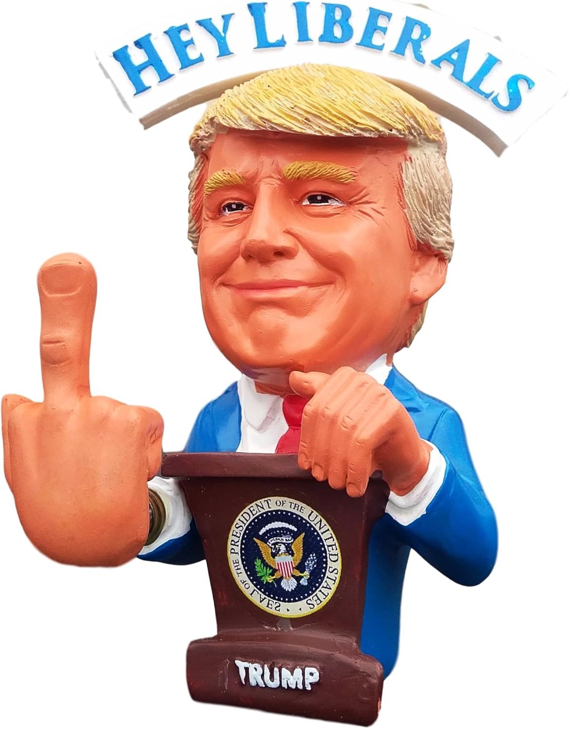 Donald Trump Doll - This Bobblehead Trump Has A Bobbling Middle Finger Instead of Head | Hey Liberals Hey Media Sleepy Joe | Trump 2024 Election #MAGA-1