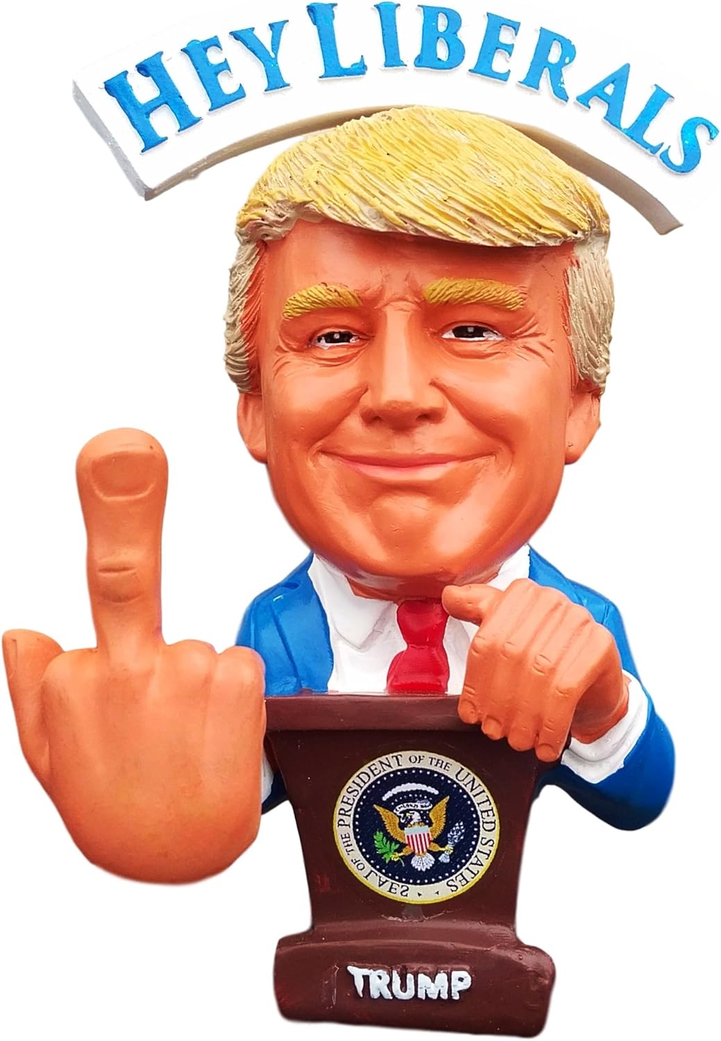 Donald Trump Doll - This Bobblehead Trump Has A Bobbling Middle Finger Instead of Head | Hey Liberals Hey Media Sleepy Joe | Trump 2024 Election #MAGA-3