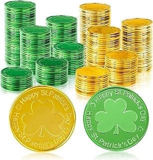 OHOME Gold Coins St Patricks Day - 120 Pieces Shamrock Plastic Coins Green and Gold St. patrick's Day Accessories for St Patricks Day Decorations Birthday Crafts Party Favors | St patricks Day Decor