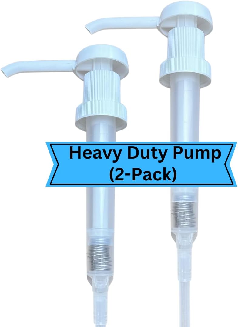 Heavy Duty Pump Dispenser for Gallon Jugs (27cc/2-Pack) Leak Proof Pump Dispenser for Shampoo, Laundry Detergent, Liquid, Water, Popcorn Butter, Snow Cone Syrup, Oils, 1 Gallon Pump Dispenser BPA-Free-0