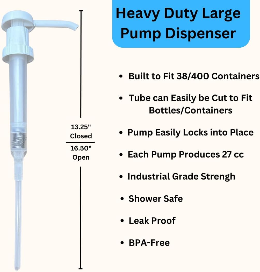 Heavy Duty Pump Dispenser for Gallon Jugs (27cc/2-Pack) Leak Proof Pump Dispenser for Shampoo, Laundry Detergent, Liquid, Water, Popcorn Butter, Snow Cone Syrup, Oils, 1 Gallon Pump Dispenser BPA-Free-1