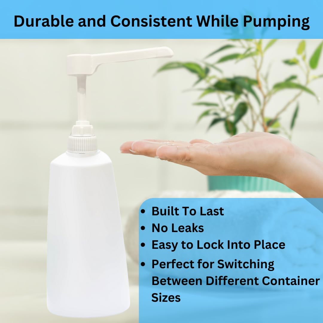 Dual Fitting Pump Dispenser for Gallon Jugs and Smaller Bottles (8cc Each Pump/Fits 28-400 and 38-400) Leak Proof for Household and Commercial Use, Plastic Pump for 1 Gallon Jug - BPA Free (2-Pack)-4