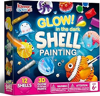 Klever Kits 12 Kids Sea Shell Painting Kit-Glow in The Dark-Arts & Crafts for Boys and Girls Ages 6-12, Art Supplies, Kids Craft Paint Kits, Creative Art Toys for Kids Christmas Birthday Party Gift