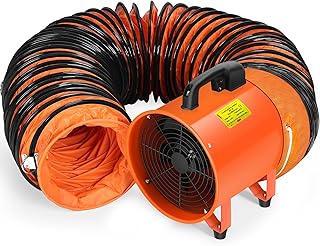 Rengue 10 Inches Utility Blower/Exhaust with 24.6 FT Hose Fan, 3300 r/min High Velocity Low Noise Extraction and Ventilation Fan with Duct Hose