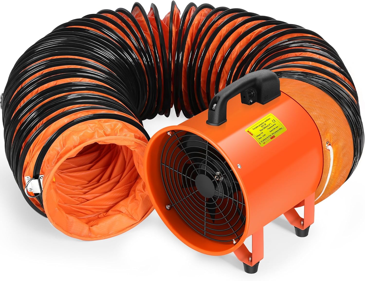 Rengue 10 Inches Utility Blower/Exhaust with 24.6 FT Hose Fan, 3300 r/min High Velocity Low Noise Extraction and Ventilation Fan with Duct Hose-0