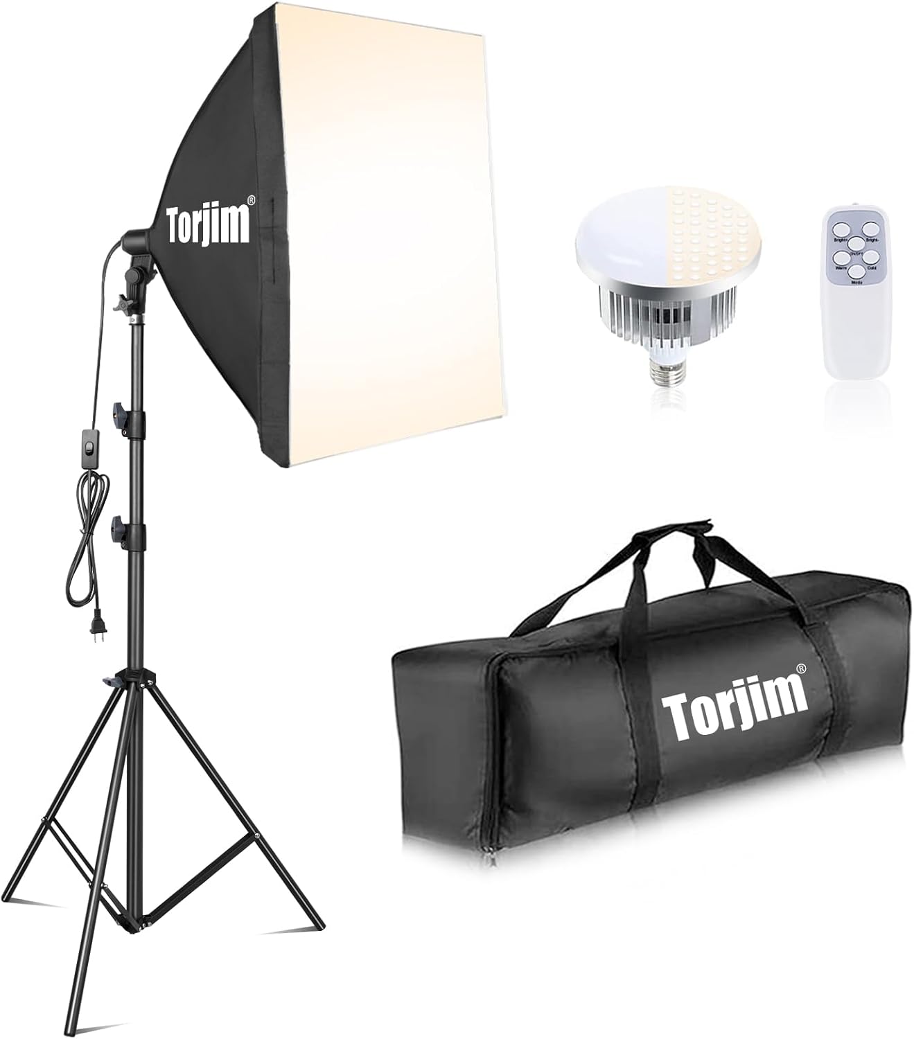 Torjim Softbox Lighting Kit, 27" x 27" Professional Photography Lighting Kit with 85W 3000-7500K E26 LED Bulbs, Continuous Lighting System Kit for Portrait, Product, Video Recording & Photography-0